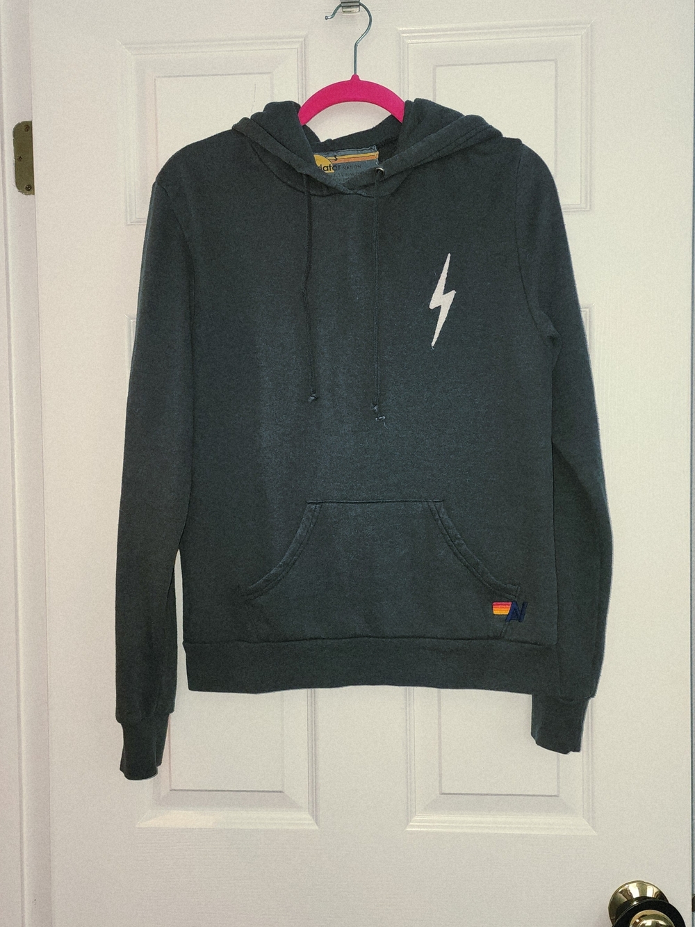 Aviator Nation Dark Gray Lightning Bolt Hoodie